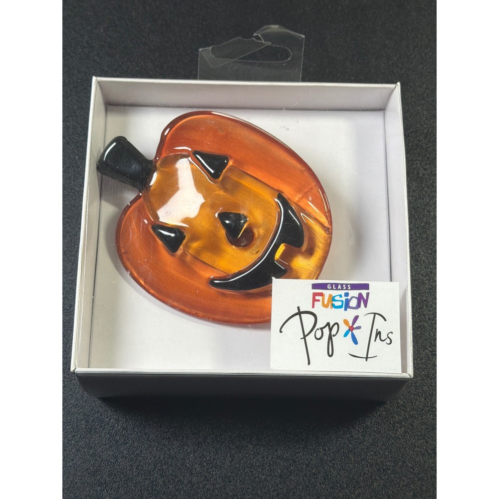 Demdaco Glass Fusion Pop-Ins Jack O Lantern Pumpkin Halloween Decor Insert J8